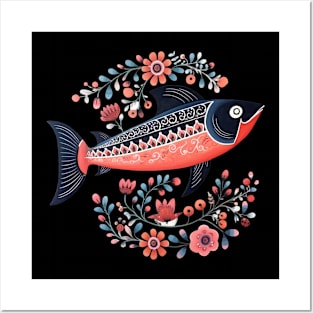 A Cute Salmon Scandinavian Art Style Posters and Art